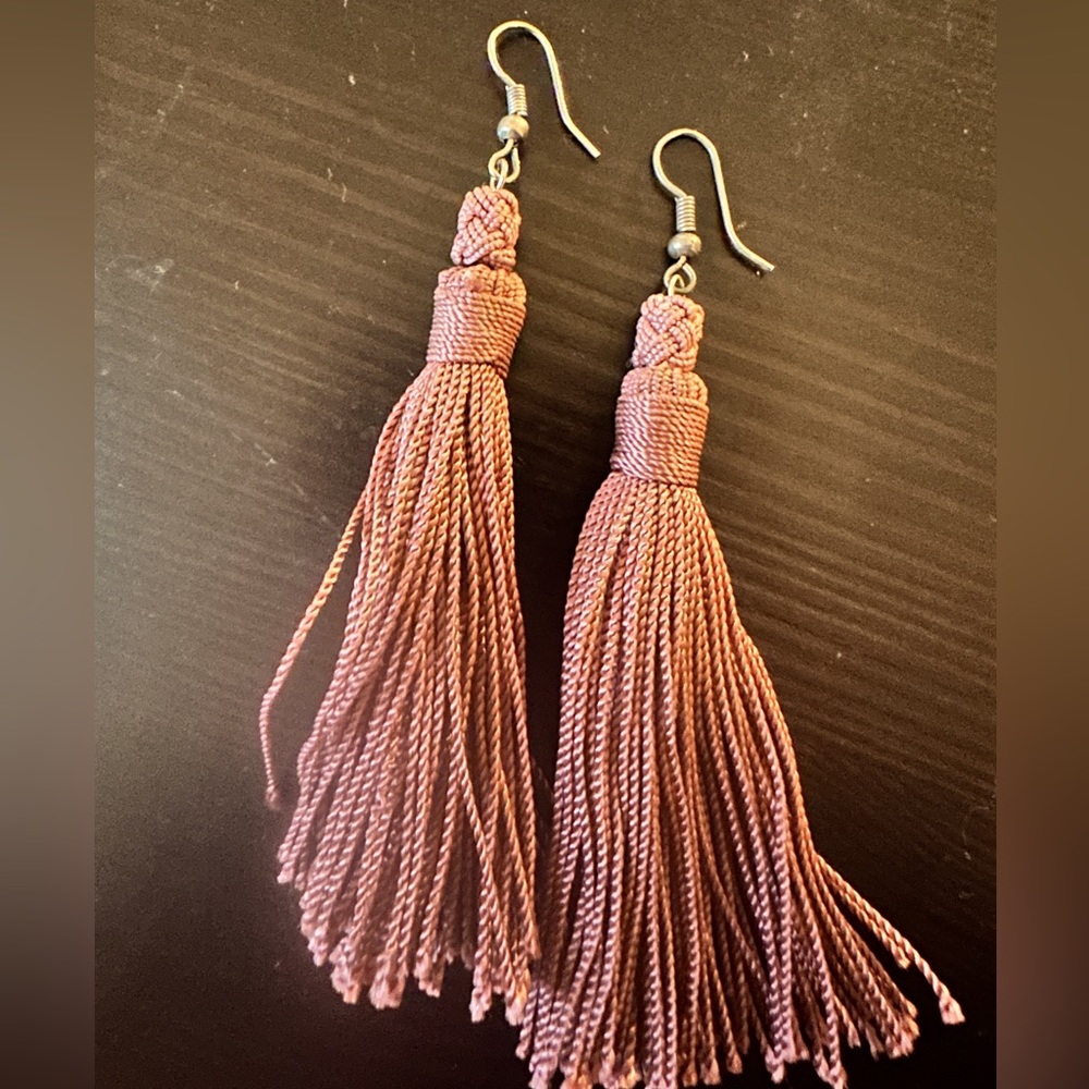 Pink Tassel Drop Earrings - Lightweight Boho Style